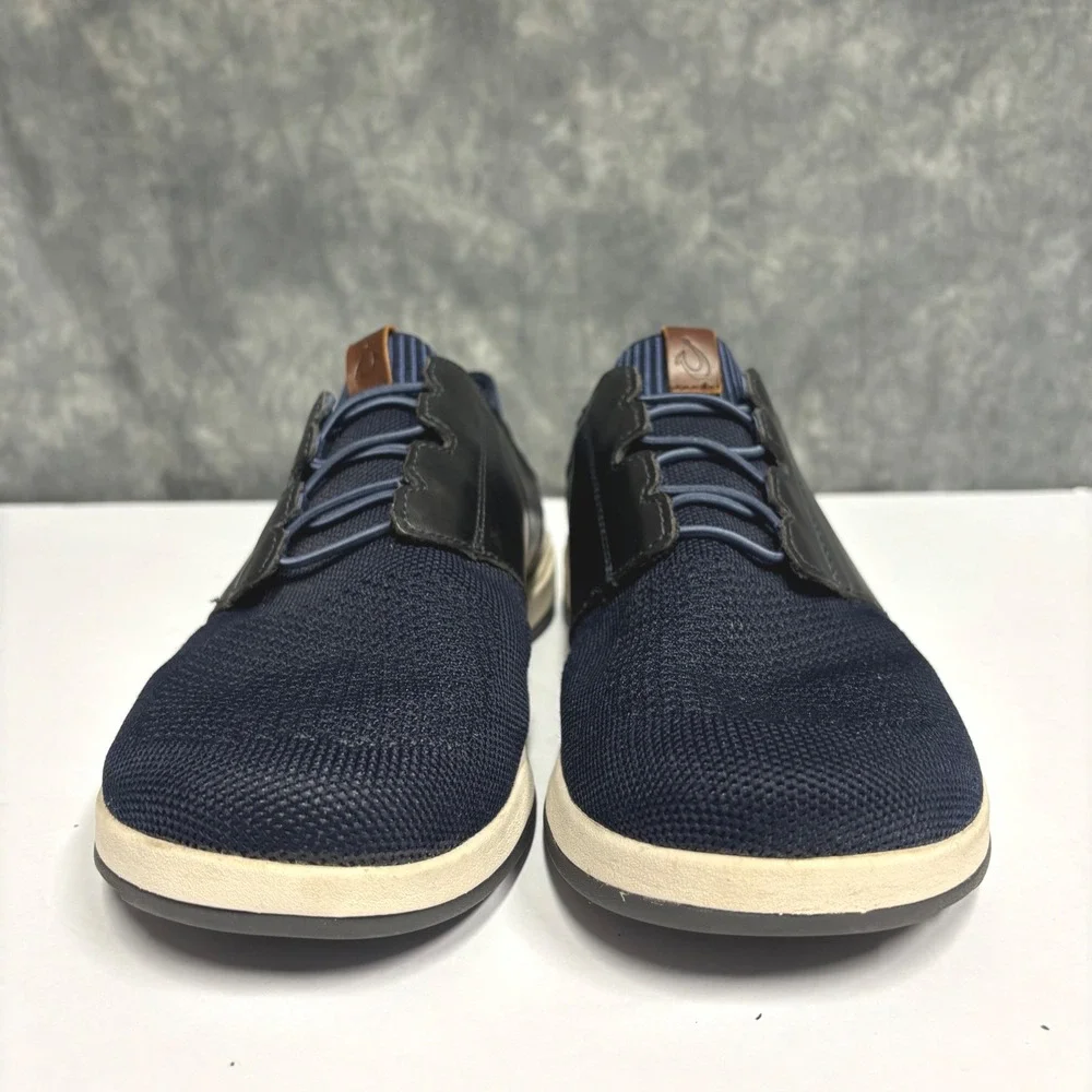OluKai Makia Ulana Sneaker Mens 11.5 Navy Black Mesh Leather 10361-DEDE Casual